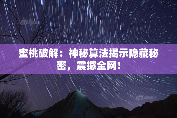 蜜桃破解：神秘算法揭示隐藏秘密，震撼全网！
