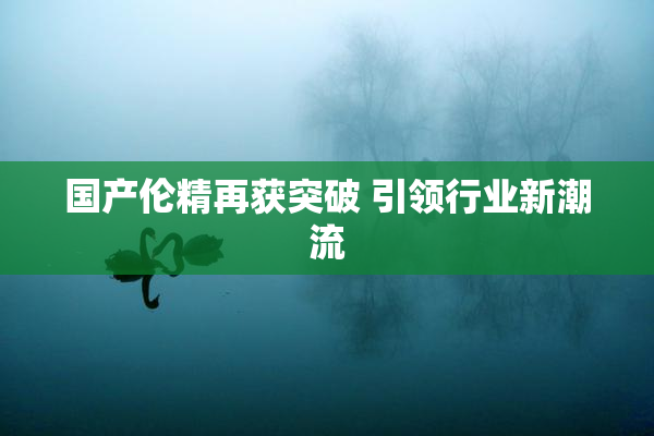 国产伦精再获突破 引领行业新潮流