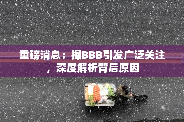 重磅消息：搡BBB引发广泛关注，深度解析背后原因