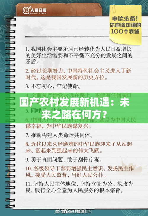 国产农村发展新机遇：未来之路在何方？
