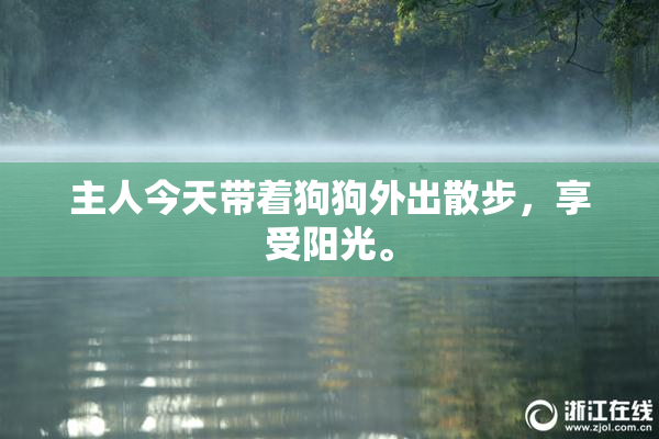 主人今天带着狗狗外出散步，享受阳光。