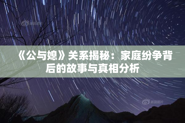 《公与媳》关系揭秘：家庭纷争背后的故事与真相分析