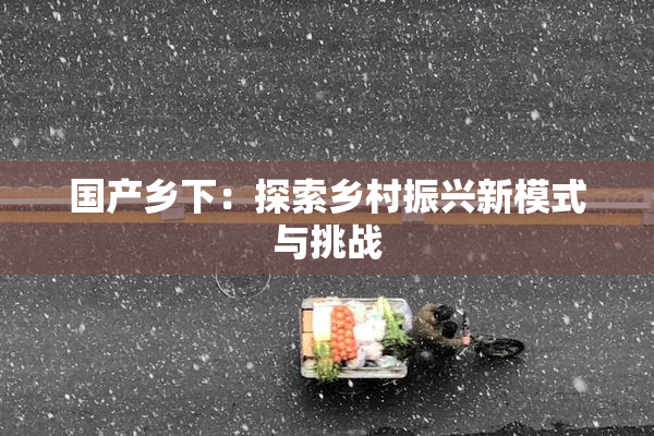 国产乡下：探索乡村振兴新模式与挑战