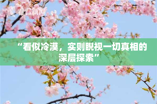 “看似冷漠，实则睨视一切真相的深层探索”