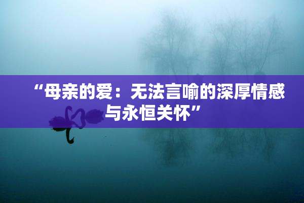 “母亲的爱：无法言喻的深厚情感与永恒关怀”