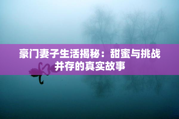豪门妻子生活揭秘：甜蜜与挑战并存的真实故事