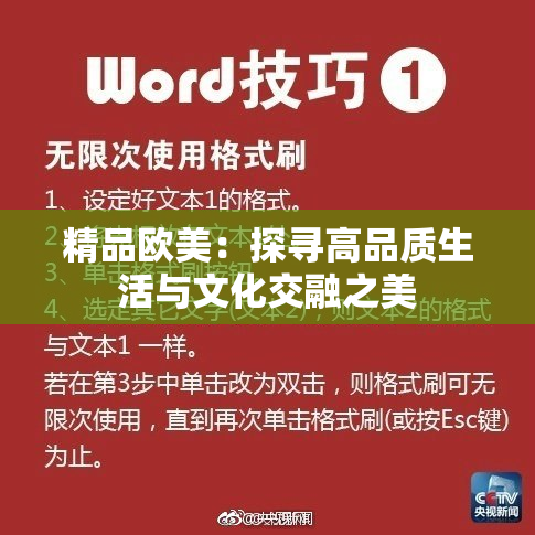 精品欧美：探寻高品质生活与文化交融之美