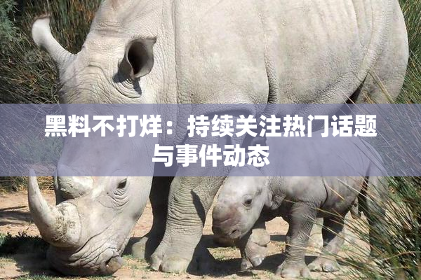 黑料不打烊：持续关注热门话题与事件动态