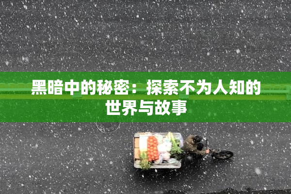 黑暗中的秘密：探索不为人知的世界与故事