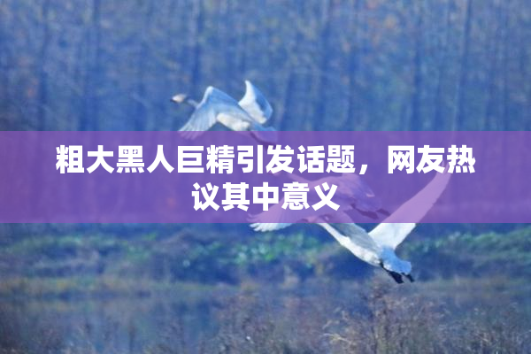 粗大黑人巨精引发话题，网友热议其中意义